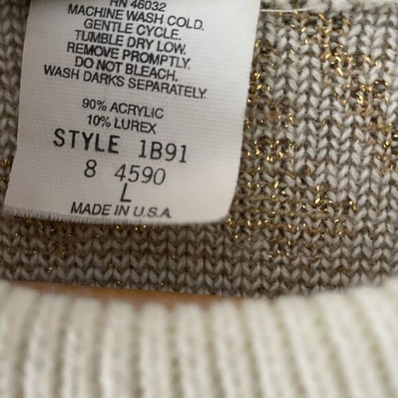 Women's Vintage Southern Lady Christmas Floral Sweater Gold Size Large 259 - Picture 7 of 7